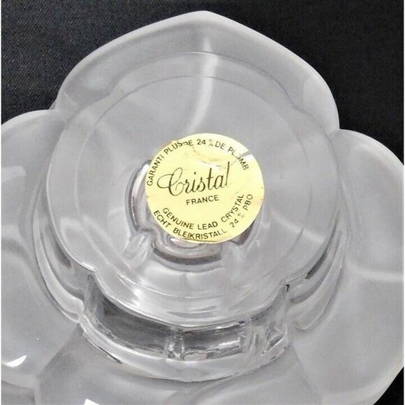 JG Durand Candle Holders France Frosted Satine Crystal Glass Floral - Picture 3 of 4